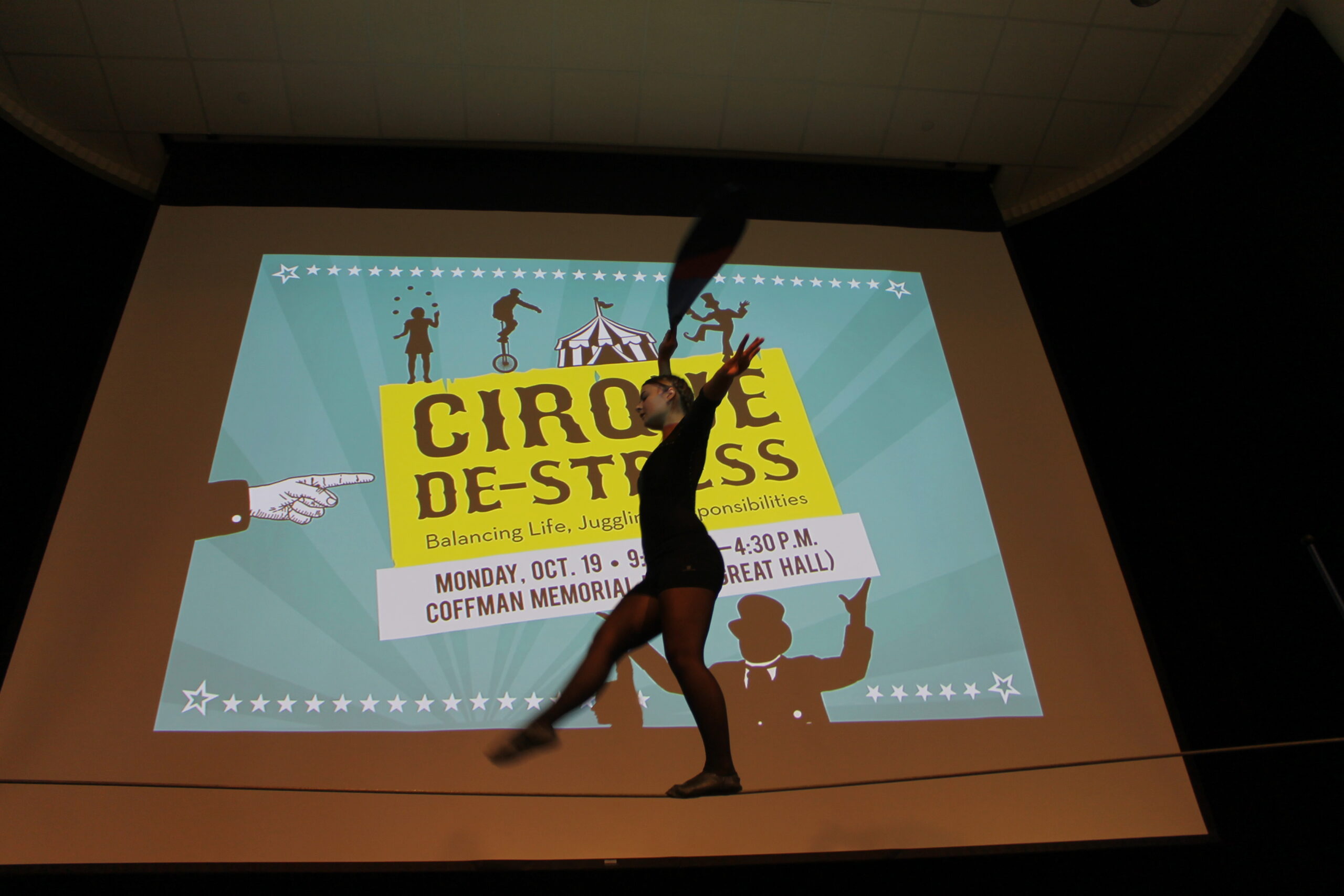 Kira Haid walks the tightwire at Cirque De-Stress